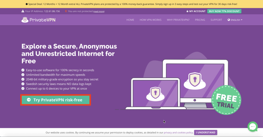 Private VPN homepage
