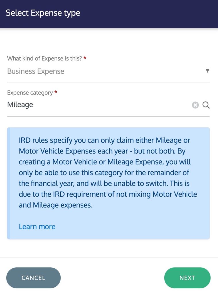 Select Expense type