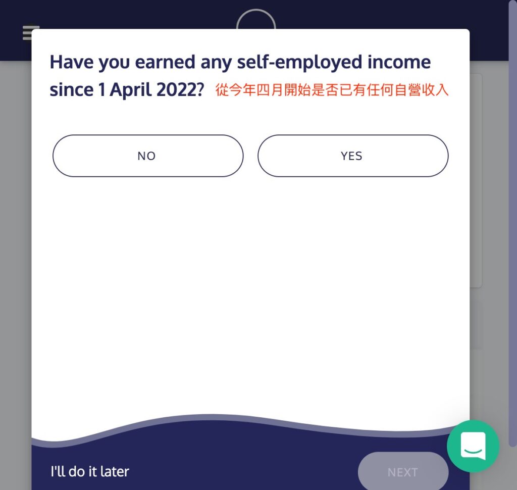 Have you earned any self-emploued income since 1 April?